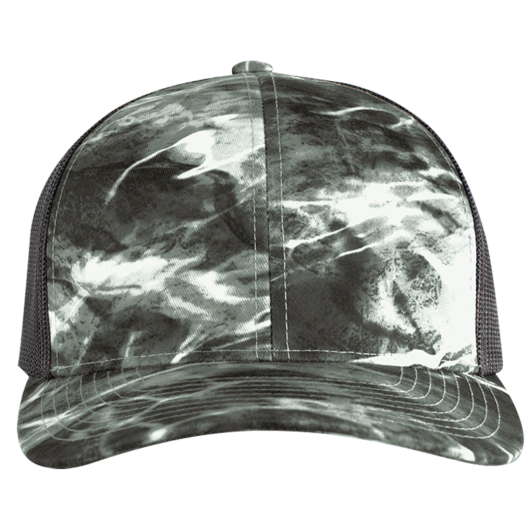 Order Custom Printed Cap | Unisex Pacific Headwear Elements Aqua Camo Trucker Snapback Cap