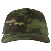 Design Screen Printed Cap | Unisex Pacific Headwear Elements Aqua Camo Trucker Snapback Cap