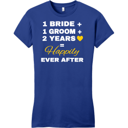 1 Bride + 1 Groom + 2 Years = Happily Ever After - Anniversary T-shirt Design T-Shirt Design - 2208