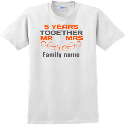 5 Years Together Mr Mrs Family Name - Anniversary T-shirt Design T-Shirt Design - 2201