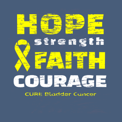 Hope Faith Strength Courage Cure Bladder Cancer - Cancer Awareness T-shirt Design T-Shirt Design - 1