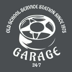 Old School Service Station Since 1975 Garage 24/7 - Mechanic T-shirt Design T-Shirt Design - 540