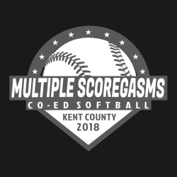 Co-ed Softball Multiple Scoregasms Kent County - Co-ed Softball T-shirt Design T-Shirt Design - 2797