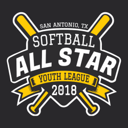 Softball All Star San Antonio, Tx  - Softball T-shirt Design T-Shirt Design - 2732