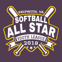 Skipwith, Va Softball All Star Youth League  - Softball T-shirt Design T-Shirt Design - 2733