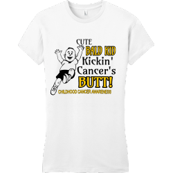 Bald Kid Kickin' Cute Cancer's Butt! Childhood Cancer Awareness - Cancer Awareness T-shirt Design T-