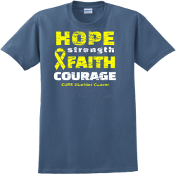 Hope Faith Strength Courage Cure Bladder Cancer - Cancer Awareness T-shirt Design T-Shirt Design - 1