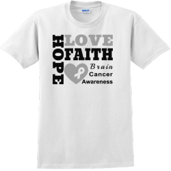 Love Hope Faith Brain Cancer Awareness - Cancer Awareness T-shirt Design T-Shirt Design - 1127