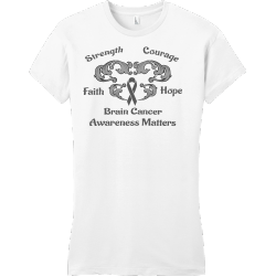 Strength Courage Faith Hope Brain Cancer Awareness Matters - Cancer Awareness T-shirt Design T-Shirt