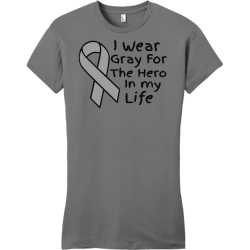 I Wear Gray For The Hero In My Life - Cancer Awareness T-shirt Design T-Shirt Design - 1125