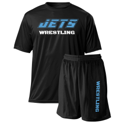 JETS-WRESTLING-WRESTLING Spirit Pack | Youth Wicking Tee 6 Polyester Mesh Shorts