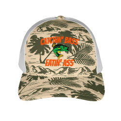 CATCHIN-BASS-EATIN-ASS Plaid Twill/Mesh Snapback