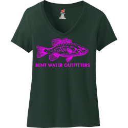 Hot-Pink-Vneck-BWO Womens 100% Cotton T-Shirt