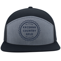 KC-GOLD-BLUE-HATS Buy Screen Printed Cap | Unisex Pacific Headwear 6 Panel Arch Trucker Snapback Cap