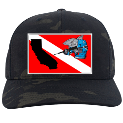 california-shark Design Screen Printed Cap | Unisex Pacific Headwear Multicam Pirstop Cordura Snapback Cap