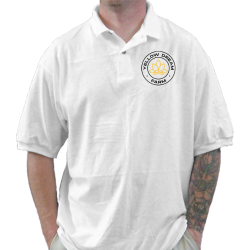 white-polo-blacknyellow-logo Adult 50% Polyester / 50% Cotton Polo