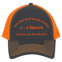 Lone-Oak-Bluff-Quarter-Horses-J---J-Ranch-Fredonia-Ks.-620-288-9237 Do It Yourself Screen Printed Hat | Adult Megacap Hat 7641b