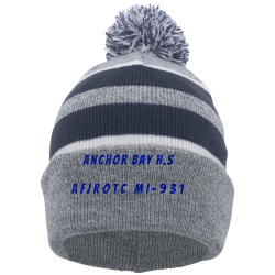 Anchor-Bay-H.S-AFJROTC-MI-931 Design Custom Printed Cap | Unisex Pacific Headwear Knit Fold Over Pom-Pom Beanie