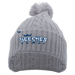 BEECHES Create Screen Printed Beanie | Unisex Pacific Headwear Cable Knit Pom-Pom Beanie