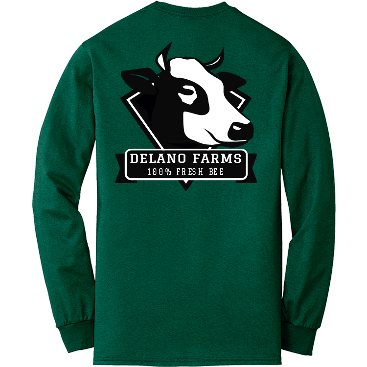 DELANO FARMS 100 FRESH BEEF Mens 50 Polyester / 50 Cotton Longsleeve