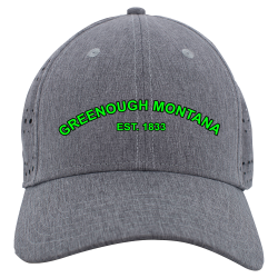 GREENOUGH-MONTANA-EST.-1833 Design Screen Printed Cap | Unisex Pacific Headwear Perforated Hook-And-Loop Adjustable Cap