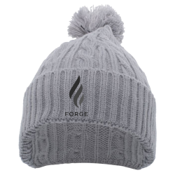 White-Beanie1 Create Screen Printed Beanie | Unisex Pacific Headwear Cable Knit Pom-Pom Beanie