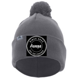Aunya Design Custom Printed Cap | Unisex Pacific Headwear Knit Fold Over Pom-Pom Beanie