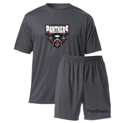 Panthers Spirit Pack | Youth Wicking Tee 6 Polyester Shorts