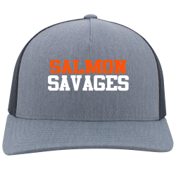 SALMON-SAVAGES Do It Yourself Printed Cap | Unisex Pacific Headwear 5-Panel Trucker Snapback Cap 