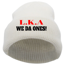 L.K.A-WE-DA-ONES Buy Screen Printed Cap | Unisex Pacific Headwear Waffle Knit Cuff Beanie
