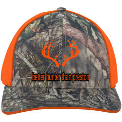 better-hunter-than-preston Order Embroidered Camo Flexfit Cap | Unisex Pacific Headwear Camo Trucker Flexfit Cap