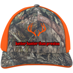 better-hunter-than-preston Order Embroidered Camo Flexfit Cap | Unisex Pacific Headwear Camo Trucker Flexfit Cap