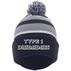 Diabadass-Type-1 Design Custom Printed Cap | Unisex Pacific Headwear Knit Fold Over Pom-Pom Beanie