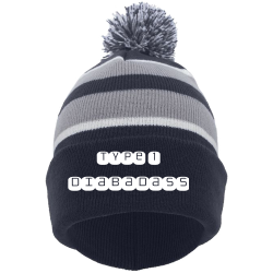 Type-1-Diabadass Design Custom Printed Cap | Unisex Pacific Headwear Knit Fold Over Pom-Pom Beanie