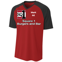 Square-1--Burgers-and-Bar-Mark-44 Men's V-Neck Raglan Baseball Jersey