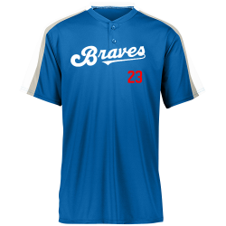 BRAVES Design Screen Printed Baseball Jersey | Adult Augusta Sportswear Two-Button Baseball Jersey