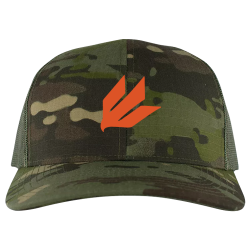 Create 70108 Design Screen Printed Cap | Unisex Pacific Headwear Elements Aqua Camo Trucker Snapback Cap