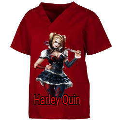 Harley-Quinn Custom V-Neck Scrubs Tunic - 221C