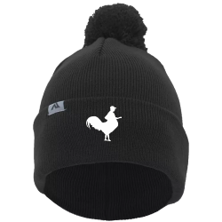 Roosters-Beanies Design Custom Printed Cap | Unisex Pacific Headwear Knit Fold Over Pom-Pom Beanie