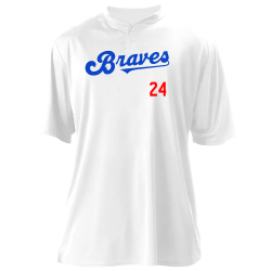 BRAVES-WHITE Adult Two Button Baseball Jersey