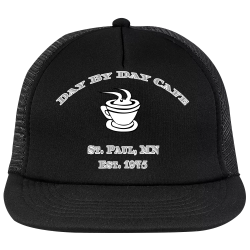 Day-By-Day-Cafe-St.-Paul-MN-Est.-1975 Android 13s red ribbon hat Neon Flat Bill Snapback Trucker Cap 