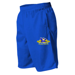 pocket-shorts-blue Adult One Color Mesh Shorts With Pockets