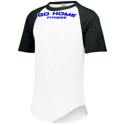whtblk-tee-script Adult Raglan  Short Sleeve Baseball Jersey