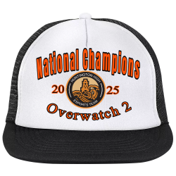 National-Champions-Overwatch-2-2025 Android 13s red ribbon hat Neon Flat Bill Snapback Trucker Cap 